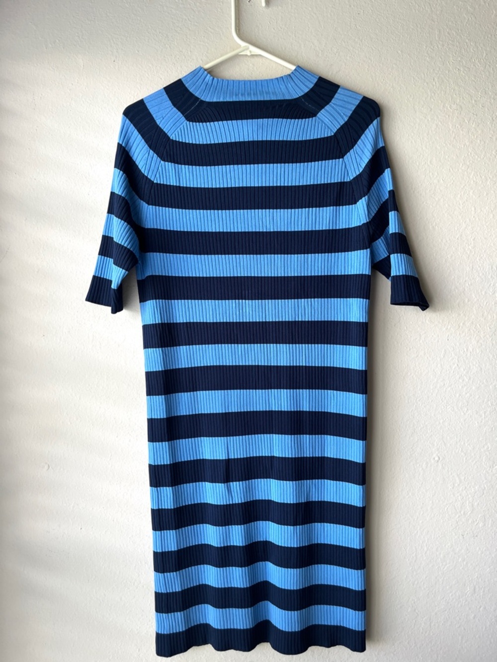 Michael Kors Blue and Navy Striped Rib Knit Midi Dress